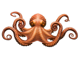 Fototapeta premium A beautiful octopus with brown spots isolated on transparent background is shown