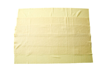 Fresh Yellow Tofu Skin Sheets Folded Handmade Asian Cooking Ingredient White Background