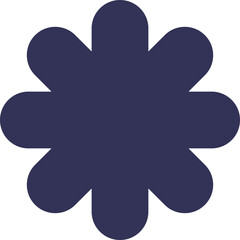 A dark purple eightpointed rounded shape on a white background