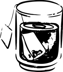 A glass of tea with a tea bag