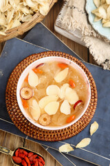 White Fungus Lily Soup Traditional Chinese Dessert with Wolfberries and Natural Ingredients © PhamThi