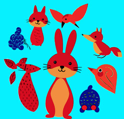 set of funny animals