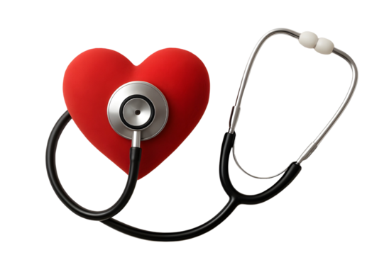 stethoscope and red heart on white background.  - Powered by Adobe