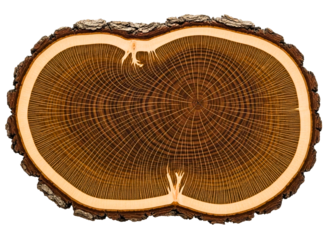 Cross section of tree trunk isolated on transparent background