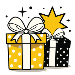 Festive gifts with polka dots and a star