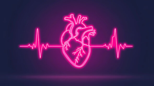 Heartbeat ECG Line Forming Heart And Pressure