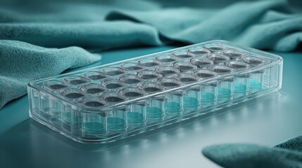 Transparent Laboratory Tray with Small Wells for Scientific Experiments