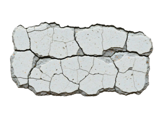 Cracked wall texture isolated on transparent background, a symbol of damage and decay