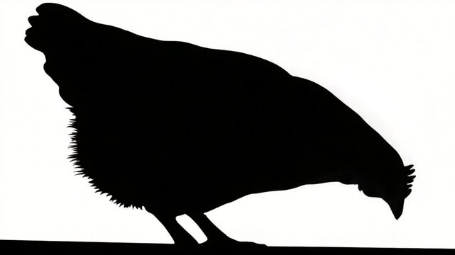 Silhouette hen eating