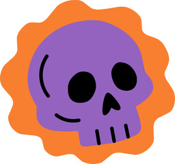 Playful Flat Skull with Orange Border Illustration for Halloween Decoration