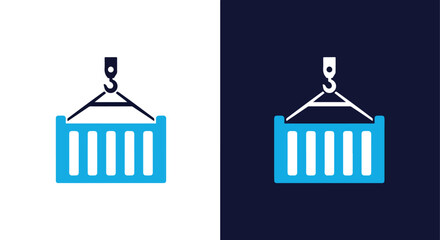 Shipping container icon representing logistics and global trade transport services