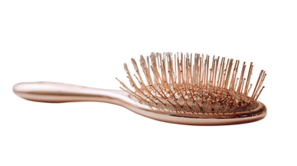 Rose gold hair brush isolated on transparent background