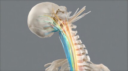 Anatomical Model of Human Cervical Spine with Nerves and Vessels