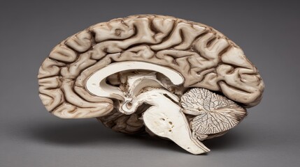 Detailed Anatomical Model of Human Brain Side View for Education