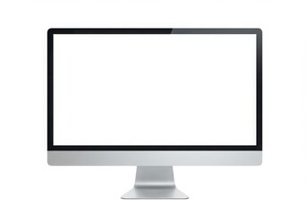 Modern silver all in one computer with blank screen isolated on white background