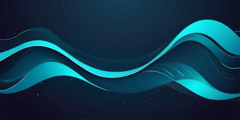 Abstract blue vector wave patterns create a dynamic background design with a flowing, light blue curve illustration