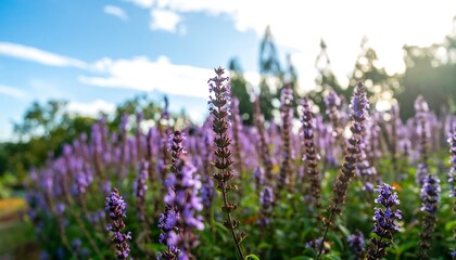 Naklejka premium Beautiful Purple Flowers in Garden.