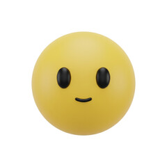 Fototapeta premium Innocent Face 3D Icon Render – Subtle Smile on White Background