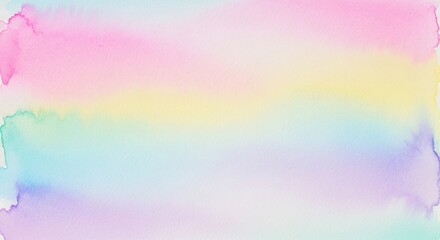 A watercolor painting of a rainbow with pastel colors on a white background.