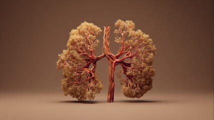 Unique Artistic Representation of Tree as Lungs for Nature Concept