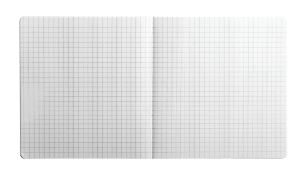 White grid notepaper journal sticker. A blank sheet of checkered paper. Real notepad with grid line isolated