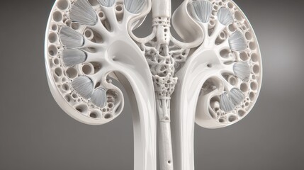 Obraz premium Detailed Anatomical Model of Human Kidney Structure and Function