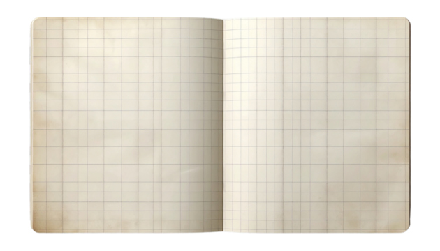 White grid notepaper journal sticker. A blank sheet of checkered paper. Real notepad with grid line isolated