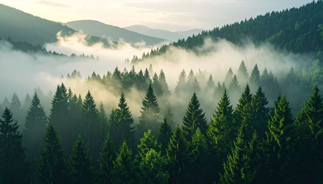 Misty mountain forest at sunrise (2)