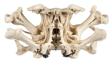 Anatomical View of Human Cervical Spine with Nerve Roots Exposed
