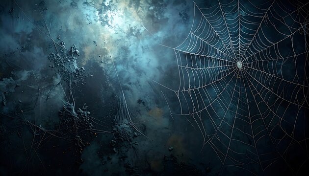 Spooky spiderweb under stormy sky - Powered by Adobe
