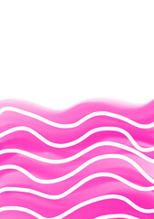 Abstract pink wavey lines isolated on transparent background with copy space . Hand drawn painting art. Web banner, poster, landing page, backdrop, fbric, textile.