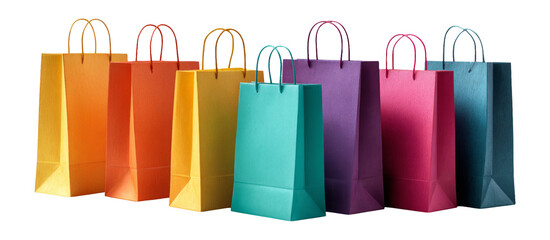 Colorful Shopping Bags in Various Shapes Isolated on Transparent Background