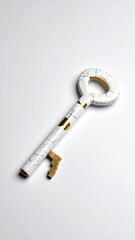 White marble key with gold detailing