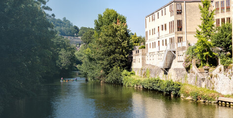 Charming Riverside View of European Architecture