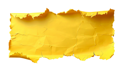 Piece of yellow torn edges paper ripped isolated on transparency background. Yellow ripped paper torn edges strips isolated