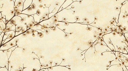 Vintage floral pattern on aged paper, artistic print, nature background, wall decor