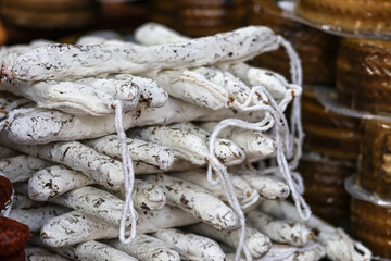 Fuet, salchichón, traditional cured meat.