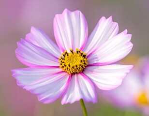 Close-up of a vibrant pink and white cosmos flower