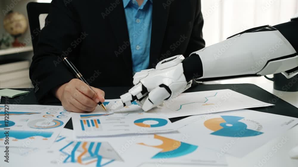 Poster ai-enhanced collaboration where professionals and artificial intelligence work together to analyze c
