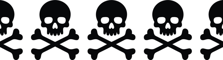 Black skull and crossbones pattern on white background