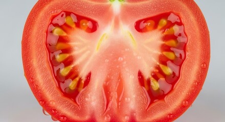 Macro Fresh Slice Tomato Detailed Texture Background Healthy Food Concept