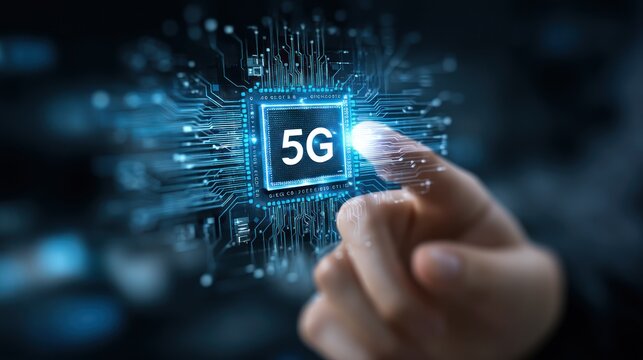 A digital interface showcasing cutting-edge computing technologies, such as 5G, AI, and edge computing. - Powered by Adobe