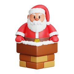 Santa Claus Go Out Chimney 3D Illustration