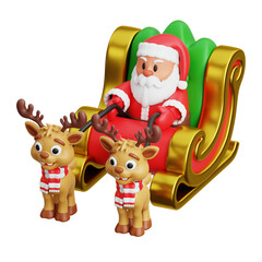Santa Claus With Reindeer 3D Illustration