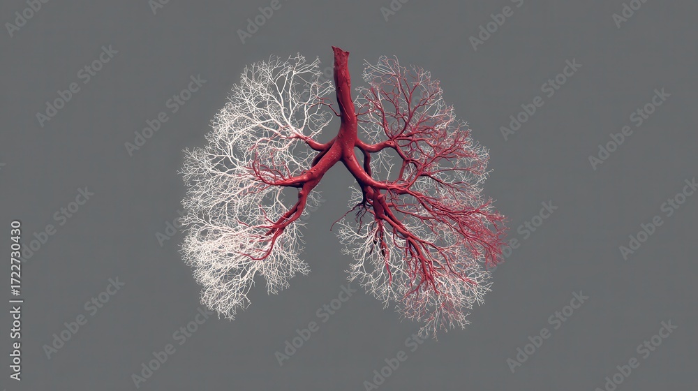 Poster artistic representation of lungs with tree-like branching structures