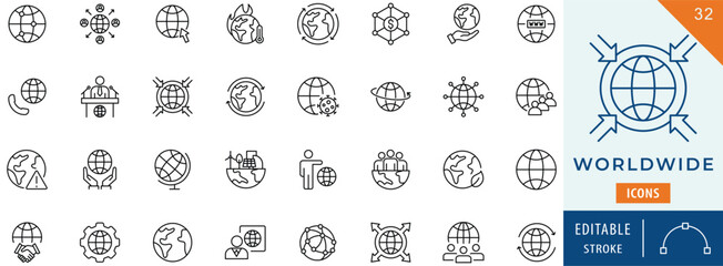 CANVAS 32
worldwide icon collection set. Editable stroke.