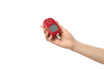 Device ready for glucose measurement, isolated on white, PNG