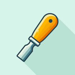Wood chisel illustration, carpentry tool flat design graphic vector