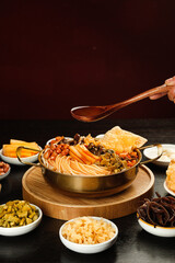 Liuzhou Snail Rice Vermicelli Noodle Soup with Traditional Chinese Ingredients and Specialties