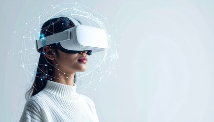 VR headset woman, futuristic
